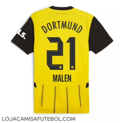 Camisa de Futebol Borussia Dortmund Donyell Malen #21 Equipamento Principal 2024-25 Manga Curta